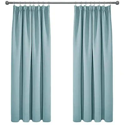 Image of Deconovo Blackout Curtains Super Soft Thermal Insulated Room Darkening Pencil Pleat for Bedroom 52x72 Inch Sky Blue 2 Panels