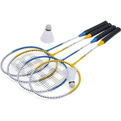Image of Unibos DELMAN Sport Professional Badminton Set Garden Outdoor Game Includes Racket, Shuttles, Net, Post, Carry Bag Racket Portable Aluminum Alloy 4 Player