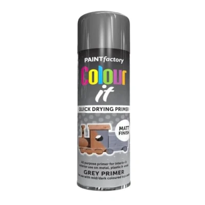 Image of AlezyB 3 x Grey Primer All Purpose Aerosol Spray Paint 250ml. Excellent Coverage, Quick &amp; Fast Drying for interior exterior Multipurpose Metal Plastic Wood Glass.