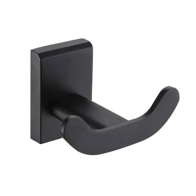 Image of Showerdrape Unity Black Stainless Steel Wall Mounted Double Robe Hook