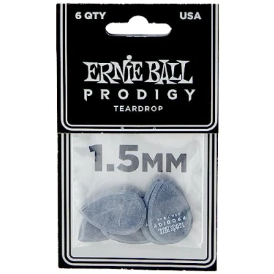 Image of Ernie Ball 1.5 mm Black Teardrop Prodigy Picks 6 pack