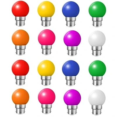Image of 16 Pack 2W Coloured LED Light Bulbs B22 Bayonet Cap Fitting, Festoon Party Lights for Indoor Outdoor Use (Mixing Color)