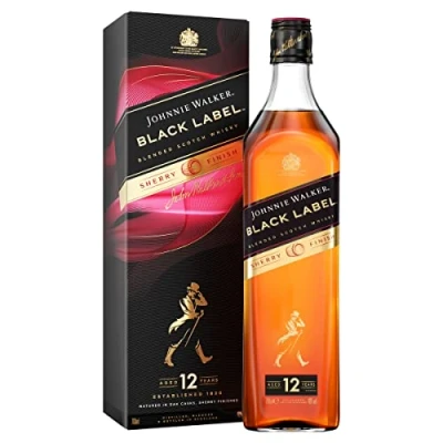 Image of Johnnie Walker Black Label Sherry Cask Finish Blended Scotch Whisky 40% vol 70cl with Sweetness of Figs &amp; Plums from the Casks Scottish to Sip Neat or in Mixed Drinks