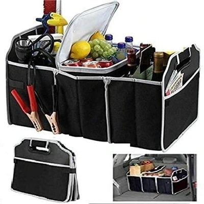 Image of MantraRaj Heavy Duty Car Boot Organiser with Cooler Box Folding Auto Storage Multiuse Tools Collapsible Shopping Portable Tidy Accessory, Travel Essentials Boxes