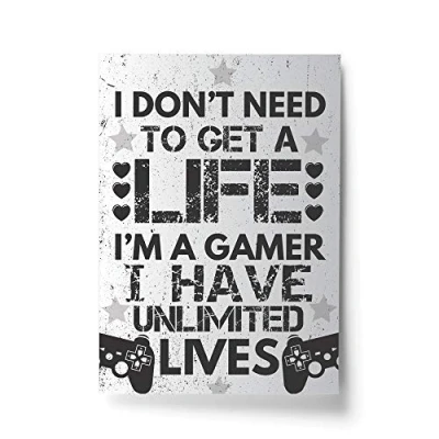 Image of RED OCEAN Funny Boys Bedroom Wall Art Gaming Gifts Sign Man Cave Decor Son Dad (A4 Print Only Gamer Unlimited Lives PS)