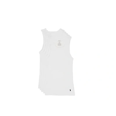 Image of POLO RALPH LAUREN Underwear Men&#039;s Classic Fit 5 Pack Tanks, White/Cruise Navy, Large