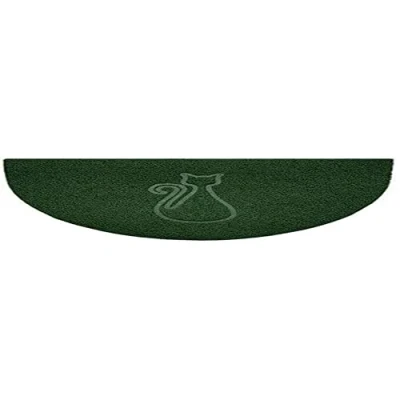 Image of Nicoman Embossed Halfmoon Half Circle Door Mat Dirt Trapper Jet Washable Doormat 70x44cm (Green, CAT Shape) Use on Carpet ONLY