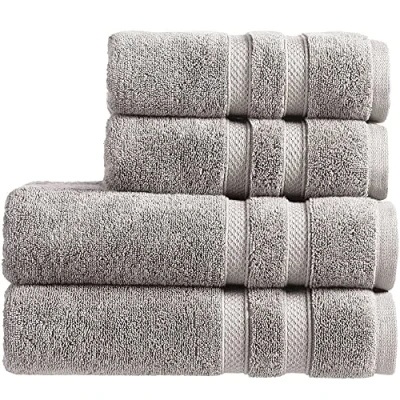 Image of Christy Chroma Grey Towel Set of 4 2 Bath Hand Highly Absorbent Heavyweight 675GSM Bold and Bright Soft Smooth Bathroom Shower Towels 100% Cotton Sustainably Made Dove