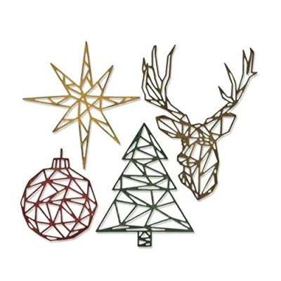 Image of Sizzix Thinlits Die Set 664202, Geo Christmas by Tim Holtz, 4 Pack, One Size, Multi Colour