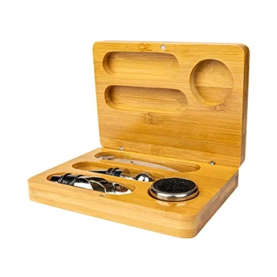 Image of Grunwerg Classic Design 4 Piece Wine Set in Deluxe Bamboo Presentation Box