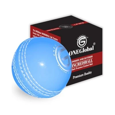Image of ONEGlobal Incrediball Soft Practice Cricket Ball Outdoor &amp; Indoor Rubber With Core Stitched Seam For Honing Skills Family Fun (1 Blue)