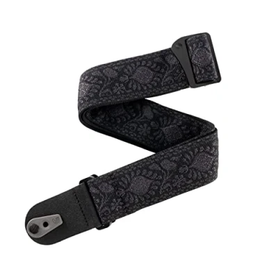Image of D&#039;Addario Pad Locking Guitar Strap Accessories Electric Strap, Acoustic &amp; Bass Monterey Black Tubular