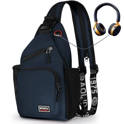 Image of Geestock Crossbody Sling Bag for Men &amp; Women,Convertible Cross Body Shoulder Backpack with Adjustable Strap, Chest Waterproof,Casual Daypack Hiking,Cycling,Travel (Navy Blue)