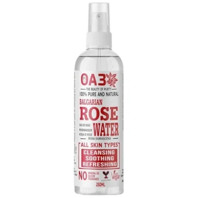 Image of 100% Pure OA3 Organic Rose Water Spray Bulgarian Rosa Damascena Hydrolat for Facial Hydration, Hair Conditioning &amp; Skin Revitalization Face Toner, Condition Scalp