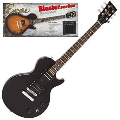 Image of Encore Blaster E90 Electric Guitar Pack Gloss Black Includes Guitar, Bag, Strap, Tuner, Amp and Accessories Mahogany Body &amp; Neck Online Lessons Included Perfect Beginner