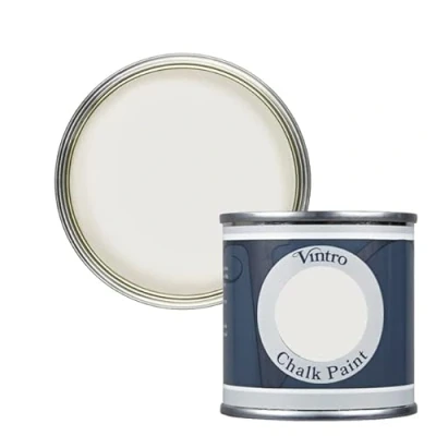 Image of Vintro Paint Warm White Chalk Furniture Shabby Chic Ultra Matt Finish 125ml (125ml, Nymph Off White)