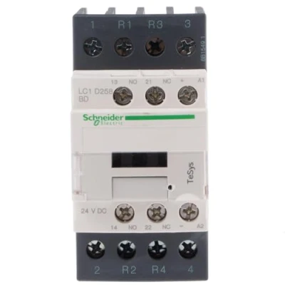 Image of Schneider LC1D258BD Contactor 40A Amp 24V DC Volt 4 Main Poles 2 N/O &amp; N/C With 1 Aux Contact Configuration