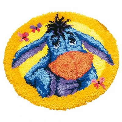 Image of Vervaco Latch Hook Shaped Rug: Eeyore, Acrylic, Multi Colour, 38 x 2 20 cm
