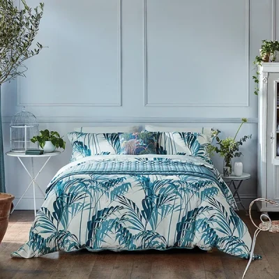 Image of Sanderson Palmhouse Duvet Cover Set Super King Size Eucalyptus