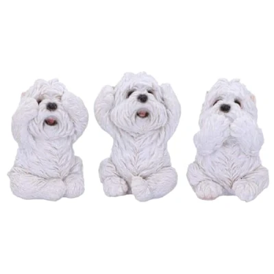 Image of Nemesis Now Three Wise Westies Figurines, White, 8cm, U4461N9