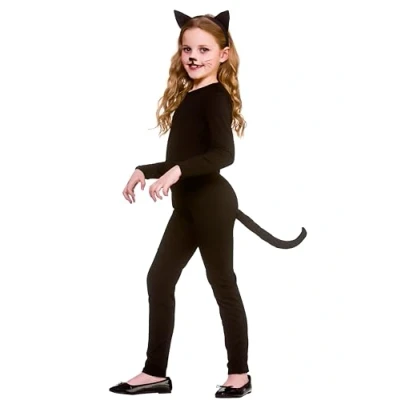 Image of Wicked Costumes Girls Black Cat Fancy Dress Costume Large (8 10 Years)