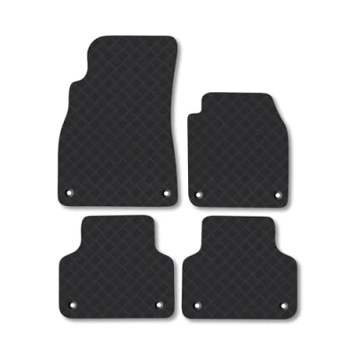 Image of Rubber Car Mats Compatible with Audi Q8 (2019 ) Tailored Fit Floor Set Accessory Black Custom 4 Pieces Clips Anti Slip Backing, Heavy Duty &amp; Waterproof