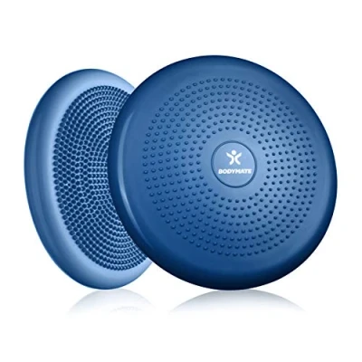 Image of BODYMATE rose gold balance cushion incl. pump 34cm diameter inflatable instability disc/nubbed massage for core, fitness, rehab, co ordination and relief of back pain