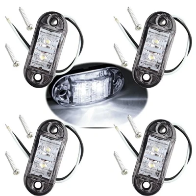 Image of Futheda 4pcs IP65 Oval LED Lamps Side Marker Lights 12V/24V Front Rear Universal Indicator of Position for Truck Trailer Van Caravan Lorry Car Bus Boats White