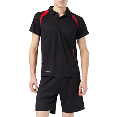 Image of Spiro Men&#039;s Team Spirit Polo T Shirt Black/Red, Medium
