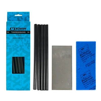 Image of XCMAN Alpine Freeride Snowboard Ski Base Ptex Repair Kit: 5 ptex, Metal Scraper, Sanding Sponge