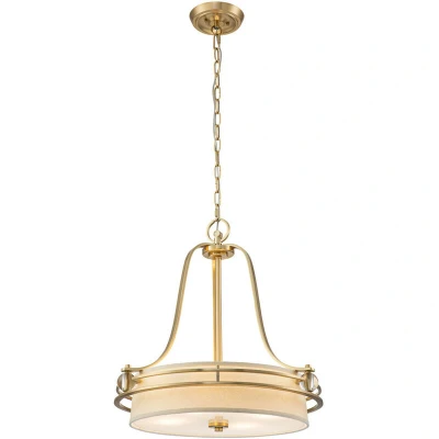 Image of Quoizel Gotham Cylindrical Pendant Ceiling Light Brushed Brass