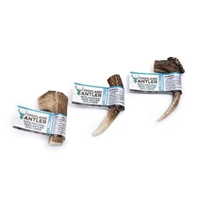 Image of Highland Antler Natural Dog Chew. Pack of 1x Small (50 75g) Naturally Shed Red Deer Antler, Long Lasting Chew Bone With Calcium And Minerals (Shape may vary)