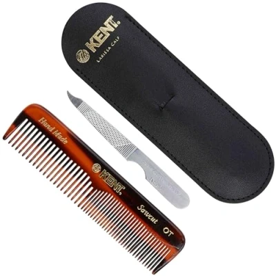 Image of Kent Handmade Pocket Comb and Nail File in Leather Case