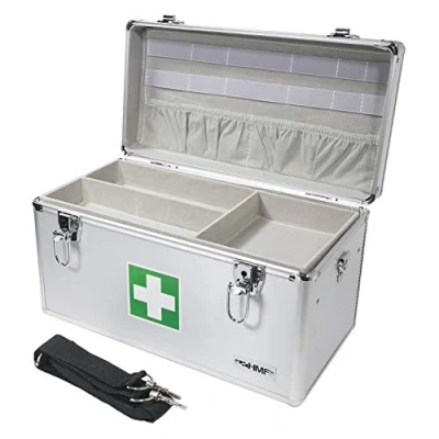 Image of HMF 14701 09 First Aid Box, Medical Carrying Handle, Carry Strap, Aluminium, 40 x 22,5 20,5 cm