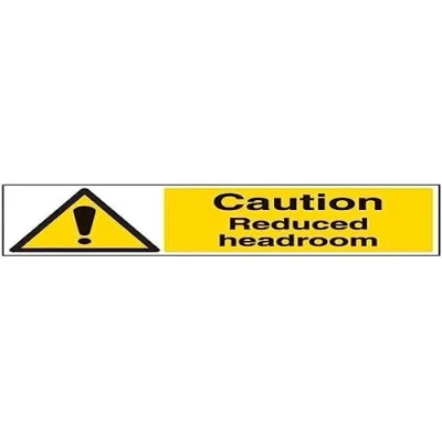 Image of V Safety Caution, Reduced Headroom Warning Sign 600mm x 200mm Self Adhesive Vinyl
