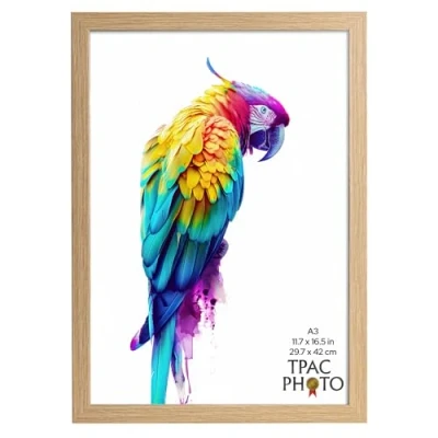 Image of The Photo Album Co LISBON A3 (29.7x42cm) Oak Poster Frame Acrylic (Non Glass) Front Pack of 1