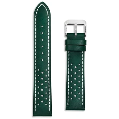Image of Buckle &amp; Stitch Perforated Leather Rally Strap 22mm Yellow Genuine Calf Racing Watch Band Spring Bars and Tool Included (22mm, Yellow)