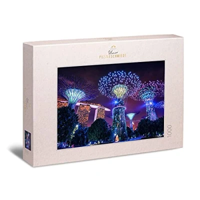 Image of Ulmer Puzzleschmiede Ambient Puzzle &quot;Magical Singapore&quot; Modern 1000 Piece City the Special Night Lights of Singapore with Marina Bay Sands Hotel, Singapore, Asia