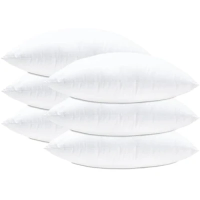 Image of Lancashire Bedding Polycotton Cushion Pads Bounce Back Hollowfibre Inserts Hypoallergenic, Soft &amp; Supportive Made in Britain Pack of 6 Bed Pillow, 40 cm X (16&quot; 16&quot;)