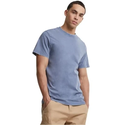Image of Build Your Brand Men&#039;s By190 acid Washed Round Neck Tee T Shirt, Vintage Blue, 3XL