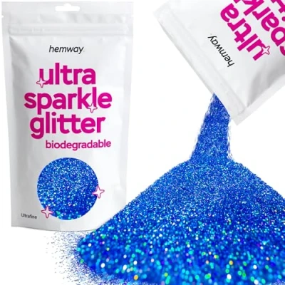 Image of Biodegradable Glitter Sapphire Blue Holographic Ultra Sparkle Eco Friendly Plant Based Bio Ultrafine for Face Body Hair Craft Resin Festival Makeup Eyeshadow 100g / 3.5oz