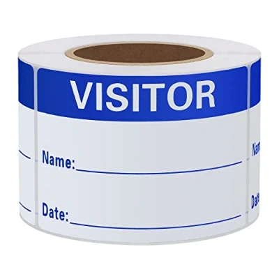 Image of Hylabelest 2x3 Inch Visitor Pass Labels Blue Identification Stickers 300 Per Roll