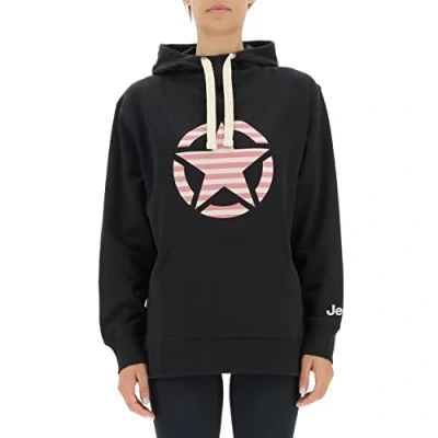Image of JEEP O102608 A184 J WOMAN HOODED OVERSIZE SWEATSHIRT STAR Striped Print J22W Deep Blue M