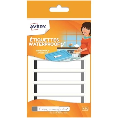 Image of Avery Pack of 24 Laminated Labels 86x17 mm Blanc avec bordures grises