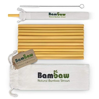 Image of Reusable Bamboo Drinking Straws Straw Strong &amp; Durable Cocktail Biodegradable Eco Friendly BPA Free Dishwasher Safe 12 Bag Bambaw