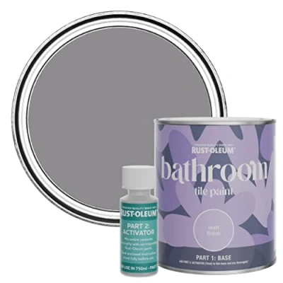 Image of Rust Oleum Purple Water Resistant Bathroom Tile Paint in Matt Finish Iris 750ml