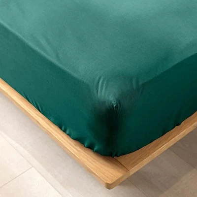Image of Douceur d&#039;Intérieur Fitted Sheet 160 x 200 cm 100% Organic Cotton Emerald