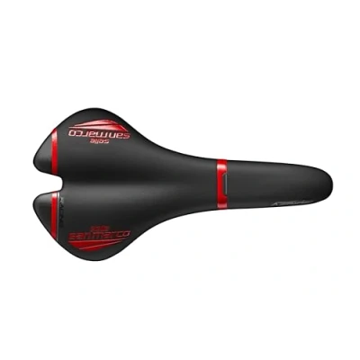 Image of Selle San Marco Aspide Full Fit Racing Saddle Black/Red Wide (L1)