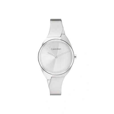 Image of Calvin Klein 2H SS 30MM Sunray Vertically Brushed DIAL Bangle Watch, Women&#039;s, Size: One Size, Silver coloured
