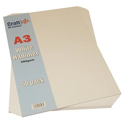 Image of Craft UK 2012 A3 300gsm Hammered Card White (Pack of 50 Sheets)